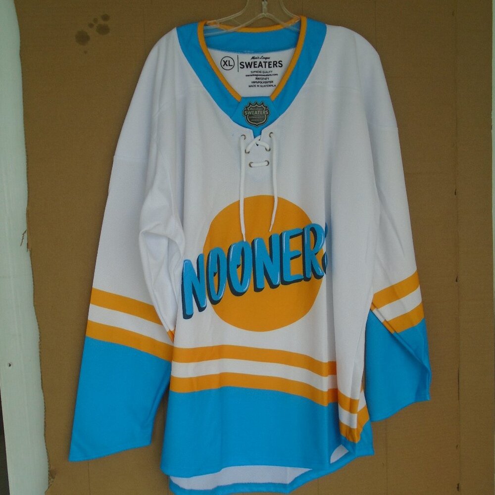 Men's League Sweaters Nooners Hockey Jersey Mens Size XL White/Blue/Orange